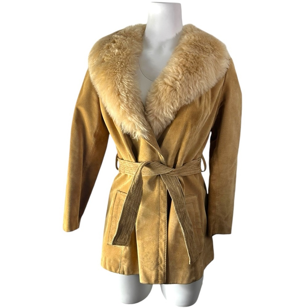 Penny Lane Vintage Leather Jacket Faux Fur Size 8